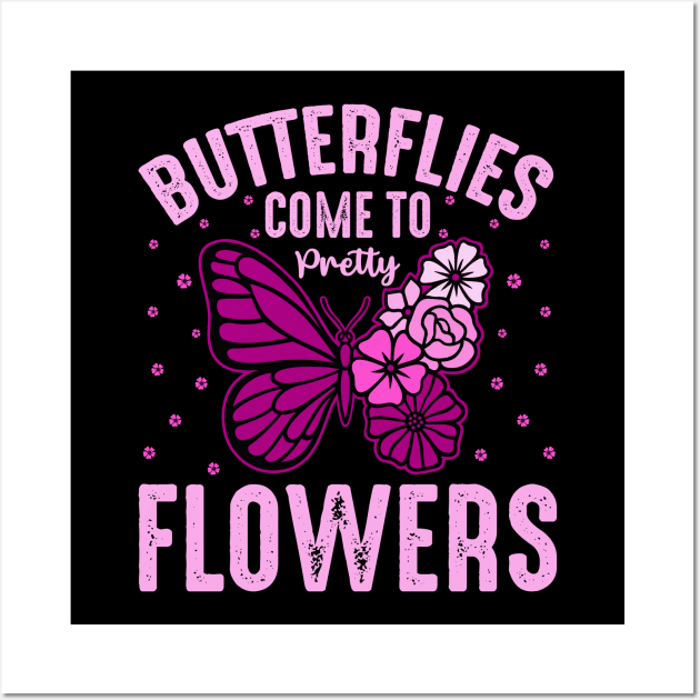 Butterflies Come to Pretty Flowers - Monarch Butterfly Lover Wall Art by Pizzan